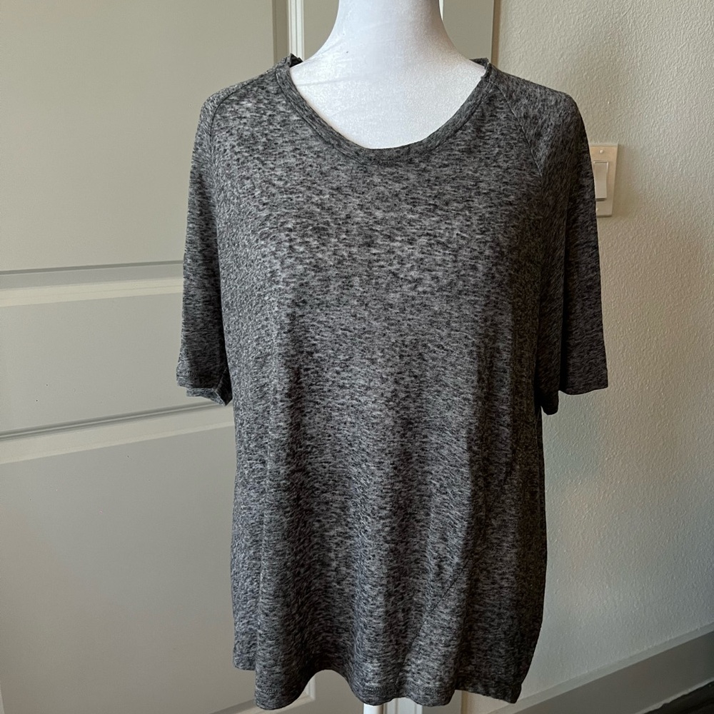 Gray Short Sleeve linen blend T-Shirt